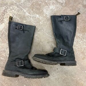 Dr martens Rowena tall Black Leather Buckle Boots